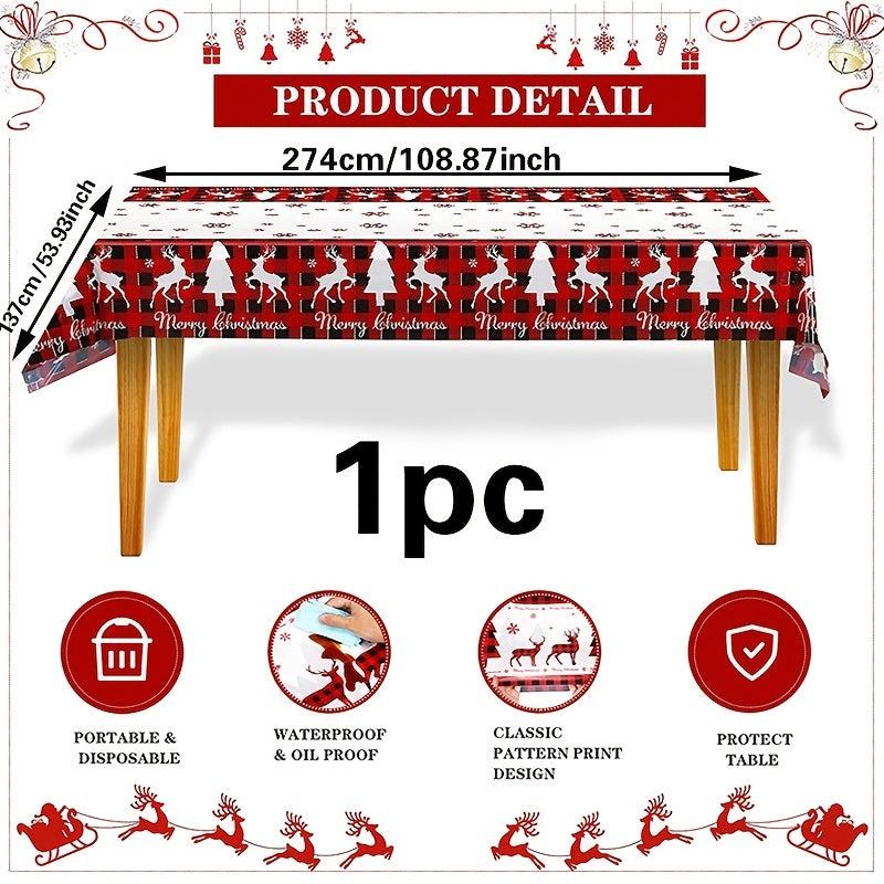 Christmas Santa Snowman Disposable Tablecloth Decor Supplies