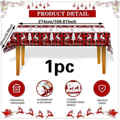 Christmas Santa Snowman Disposable Tablecloth Decor Supplies