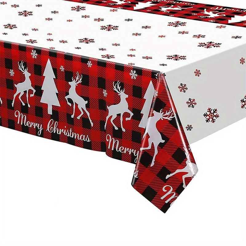 Christmas Santa Snowman Disposable Tablecloth Decor Supplies