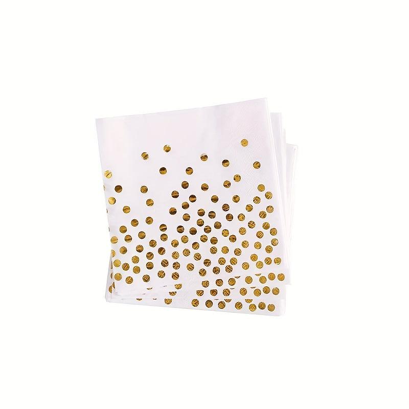 24pcs Disposable Party Cutlery Set Golden Dot Dinner Plate Napkin Paper Cup Wedd