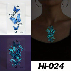 Butterfly Flying Luminous Tattoo Sticker Waterproof Body Decoration for Girls