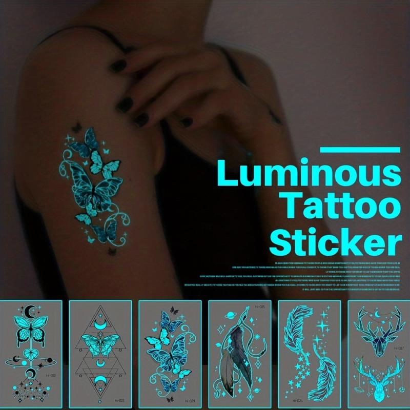 Butterfly Flying Luminous Tattoo Sticker Waterproof Body Decoration for Girls