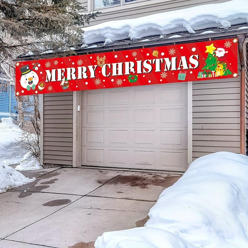 Large Merry Christmas Banner Xmas Decoration Snowman Christmas Tree Hanging