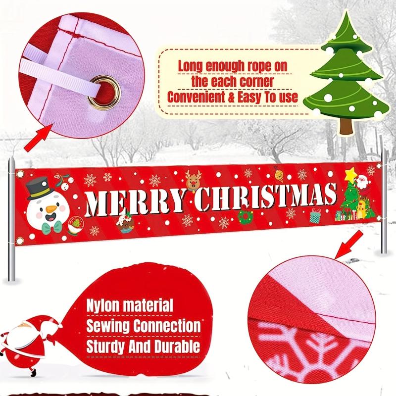 Large Merry Christmas Banner Xmas Decoration Snowman Christmas Tree Hanging