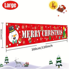 Large Merry Christmas Banner Xmas Decoration Snowman Christmas Tree Hanging