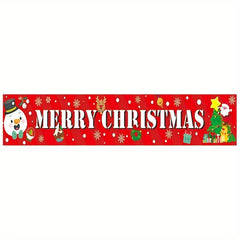 Large Merry Christmas Banner Xmas Decoration Snowman Christmas Tree Hanging