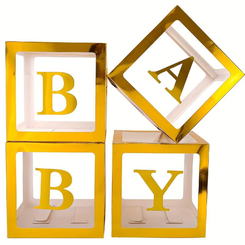 Clear Balloon Box Baby Boxes with Letters for Baby Shower and Birthday Party