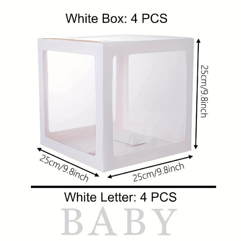 Clear Balloon Box Baby Boxes with Letters for Baby Shower and Birthday Party