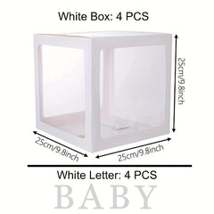 Clear Balloon Box Baby Boxes with Letters for Baby Shower and Birthday Party