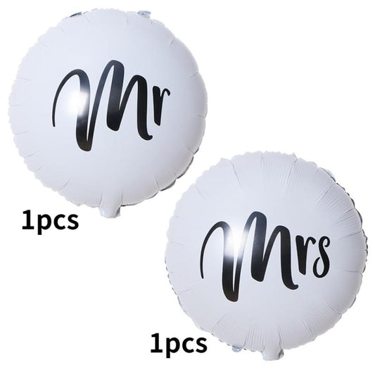 22 Inch Round Aluminum Film Mr Mrs Party Balloon Set