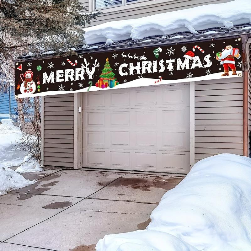 Large Merry Christmas Banner Santa Claus Sign for Holiday Party Decor