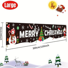 Large Merry Christmas Banner Santa Claus Sign for Holiday Party Decor