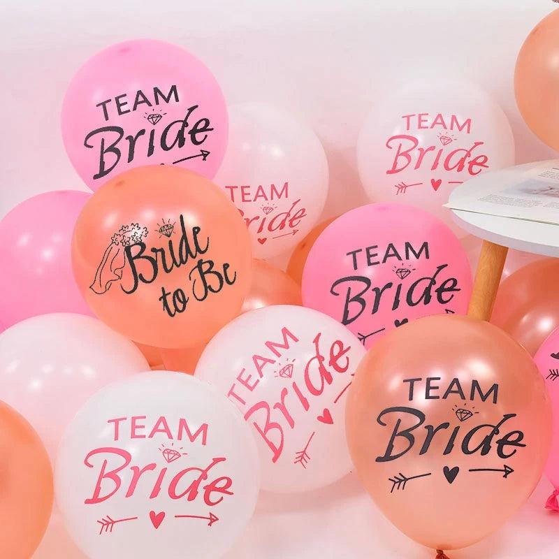 10pcs Team Bride Latex Balloons Bachelorette Hen Party Decor
