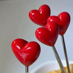 10pcs Love Fruit Forks Stainless Steel Cake Fork Set Home Snacks Tableware Set