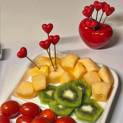 10pcs Love Fruit Forks Stainless Steel Cake Fork Set Home Snacks Tableware Set