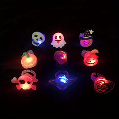 10pcs Halloween Glow Ring Set Glow Brooch Party Decoration Ring
