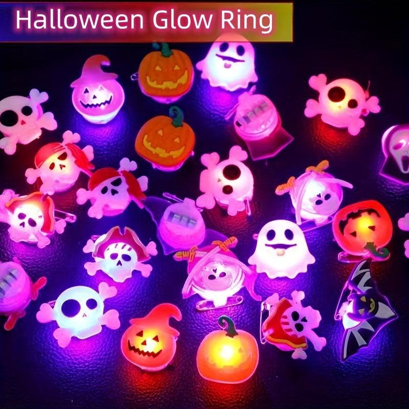 10pcs Halloween Glow Ring Set Glow Brooch Party Decoration Ring