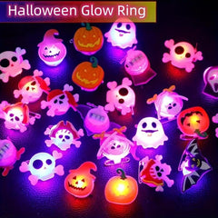 10pcs Halloween Glow Ring Set Glow Brooch Party Decoration Ring