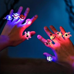 10pcs Halloween Glow Ring Set Glow Brooch Party Decoration Ring