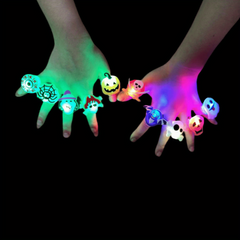 10pcs Halloween Glow Ring Set Glow Brooch Party Decoration Ring