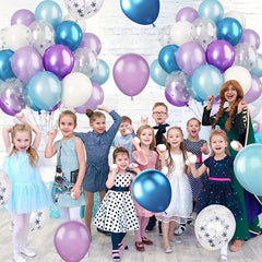 Purple & Silver Snow Flower Confetti Latex Balloons