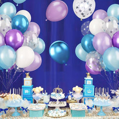 Purple & Silver Snow Flower Confetti Latex Balloons