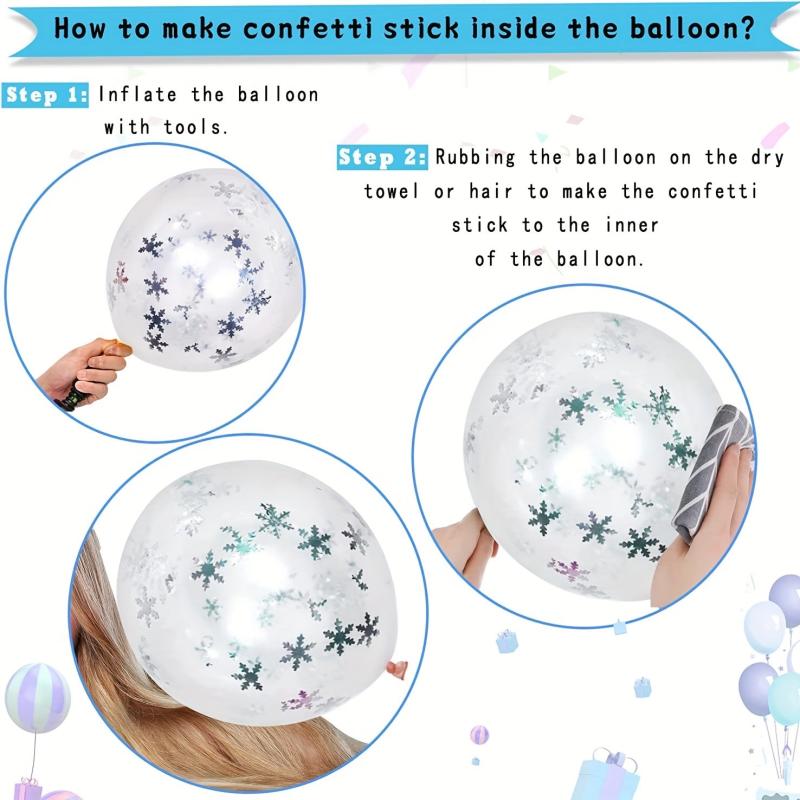 Purple & Silver Snow Flower Confetti Latex Balloons