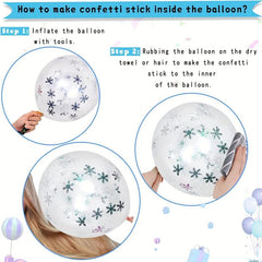 Purple & Silver Snow Flower Confetti Latex Balloons