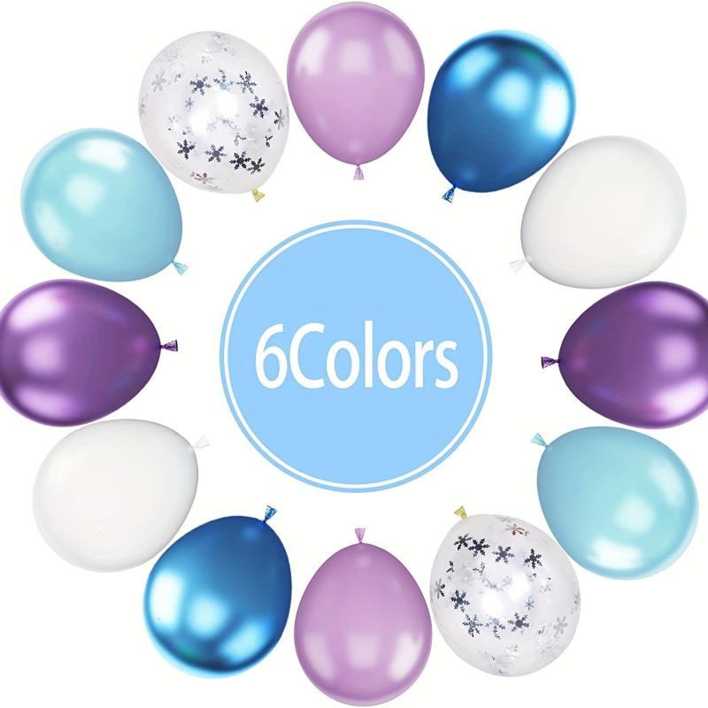 Purple & Silver Snow Flower Confetti Latex Balloons