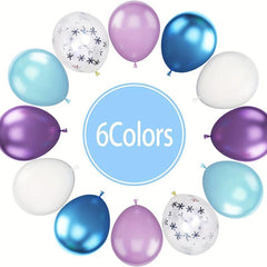 Purple & Silver Snow Flower Confetti Latex Balloons