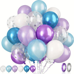Purple & Silver Snow Flower Confetti Latex Balloons