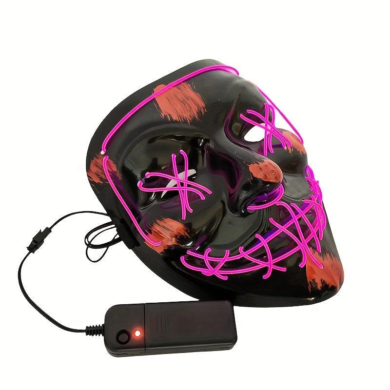 Glow in the Dark LED Mask for Halloween - Cold Light Strip Grimace Mask
