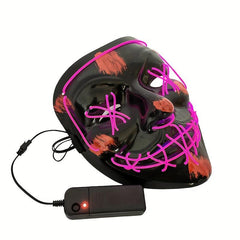 Glow in the Dark LED Mask for Halloween - Cold Light Strip Grimace Mask