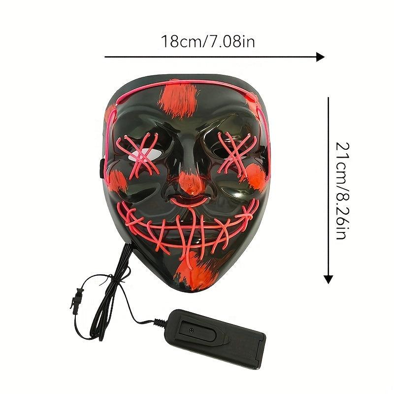 Glow in the Dark LED Mask for Halloween - Cold Light Strip Grimace Mask