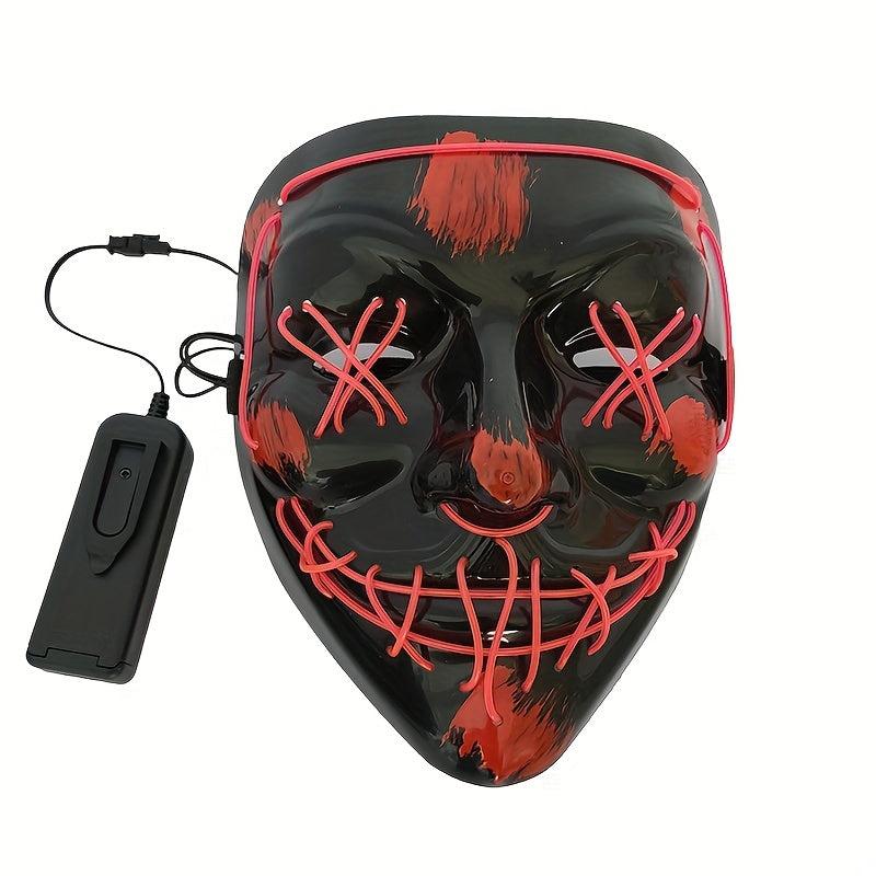 Glow in the Dark LED Mask for Halloween - Cold Light Strip Grimace Mask