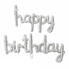 10pc Rose Silver Happy Birthday Balloon Set Party Decor