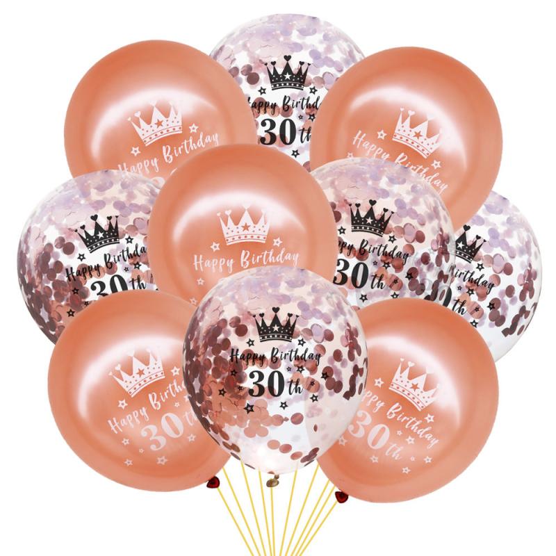 10pcs Adult Birthday Confetti Balloons, Anniversary Party Decoration