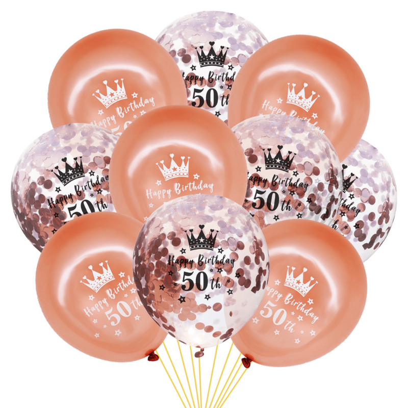 10pcs Adult Birthday Confetti Balloons, Anniversary Party Decoration