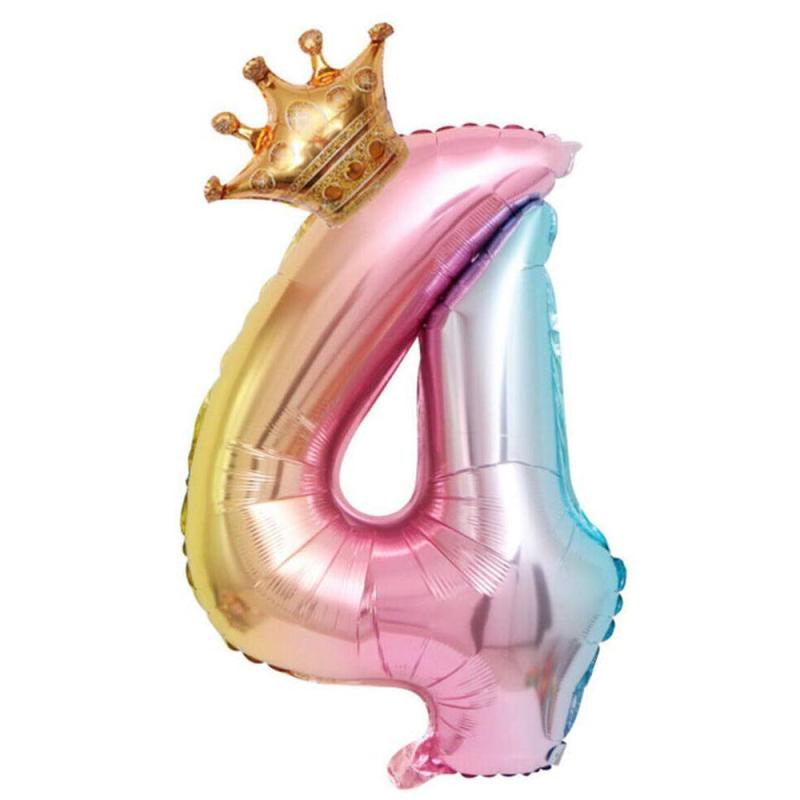 Aluminum Numeral Balloons Set with Crown Balloons - Birthday Party Supplies