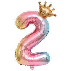 Aluminum Numeral Balloons Set with Crown Balloons - Birthday Party Supplies