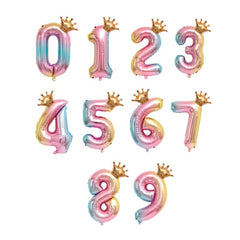 Aluminum Numeral Balloons Set with Crown Balloons - Birthday Party Supplies