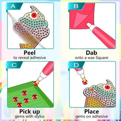 17pc DIY Diamond Painting Stickers Animals Bear Art Craft Teen Accessory