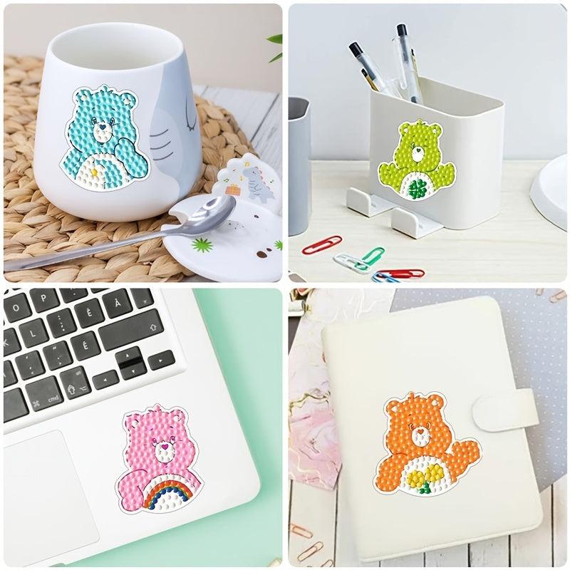 17pc DIY Diamond Painting Stickers Animals Bear Art Craft Teen Accessory