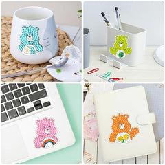 17pc DIY Diamond Painting Stickers Animals Bear Art Craft Teen Accessory