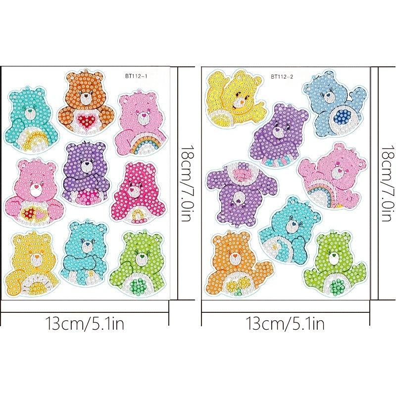 17pc DIY Diamond Painting Stickers Animals Bear Art Craft Teen Accessory
