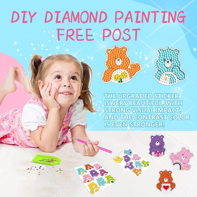 17pc DIY Diamond Painting Stickers Animals Bear Art Craft Teen Accessory