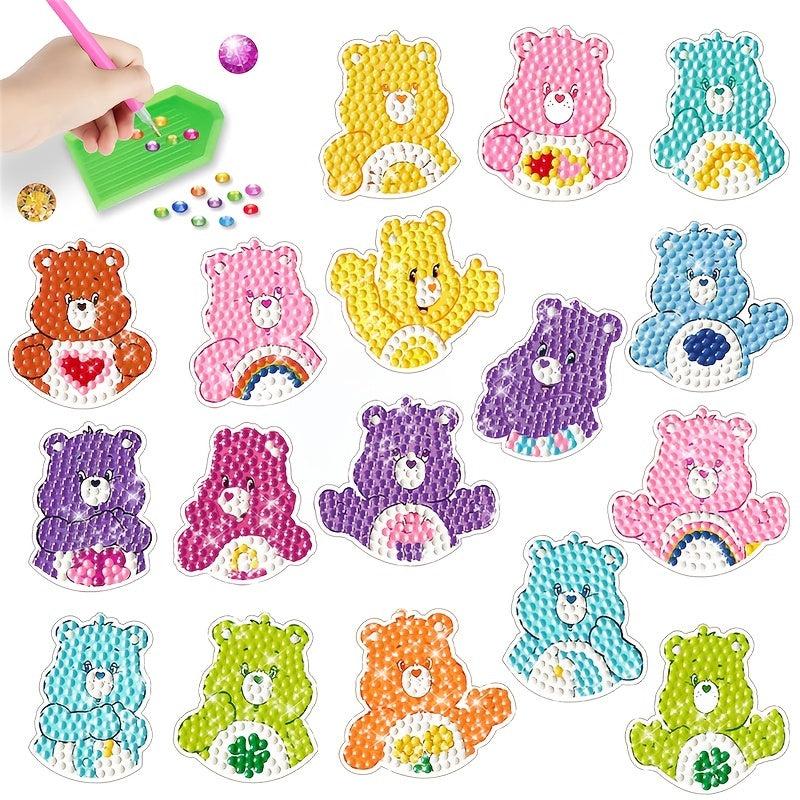 17pc DIY Diamond Painting Stickers Animals Bear Art Craft Teen Accessory