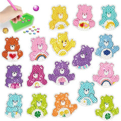 17pc DIY Diamond Painting Stickers Animals Bear Art Craft Teen Accessory