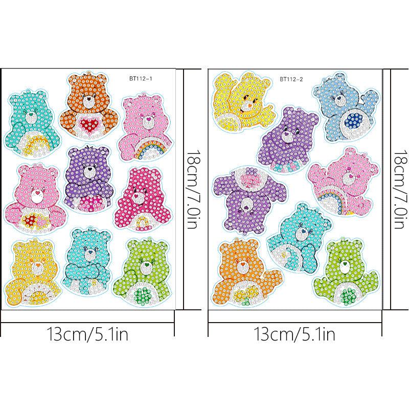 17pc DIY Diamond Painting Stickers Animals Bear Art Craft Teen Accessory