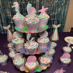 Mermaid Cupcake Toppers Wrappers for Baby Shower and Birthday Party